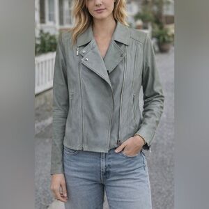 Paige‎ Moto Silvie
Leather & Suede Blue Fog Jacket, Size XS